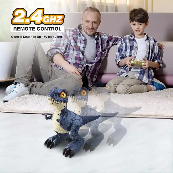 RC Tyrannosaurus Rex Dinosaur Toy - 2.4GHz Walking Dinosaur with Lights, Music, and Touch Sensing for Kids Ages 5-10 Years