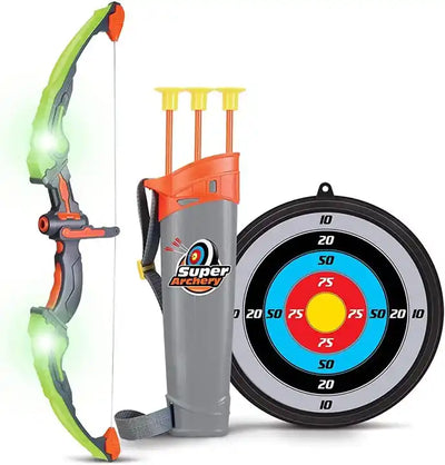 Custom Compound Archery Bow and Arrow Toys | Light Up Hunting Game Set for Kids with Target