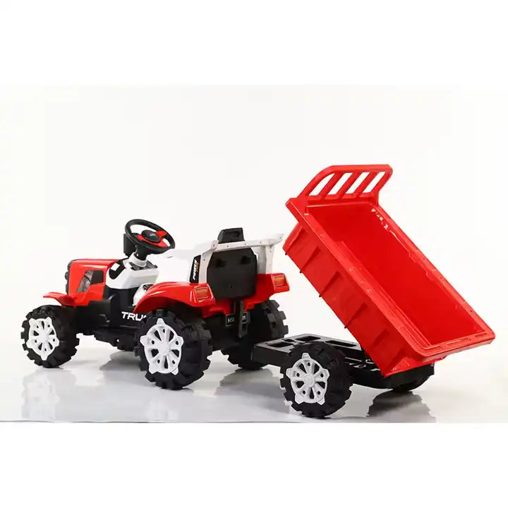 12V Four-Wheel Drive Ride-On Tractor - Large Size with Bucket for Kids