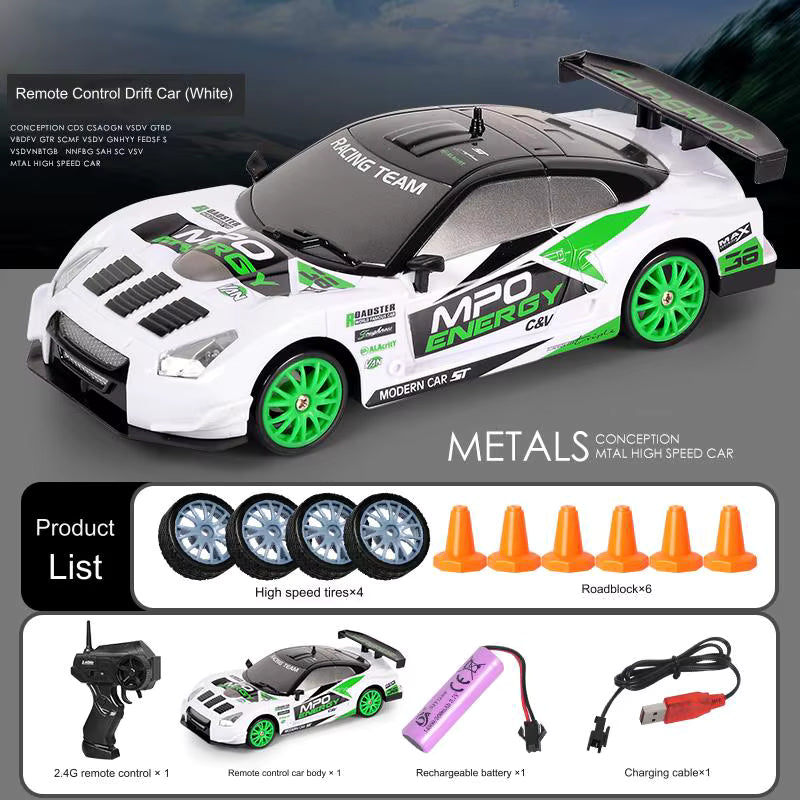 1:24 Scale 2.4G 4WD RC Drift Car – Electric, App-Controlled, Remote Sport Racing Vehicle with LED Lights