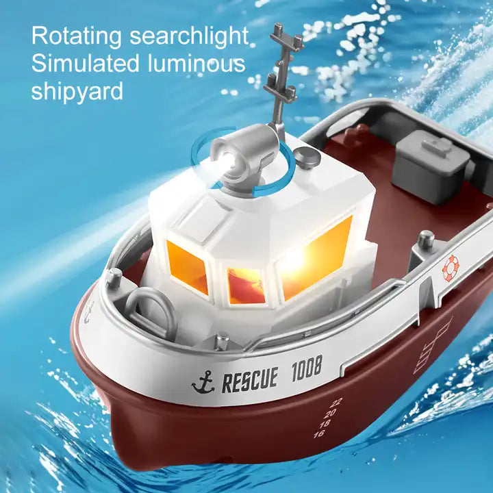 Mini RC Boat for Kids with Lights – 2.4GHz Remote Control, 9KM/H Speed, Easy Operation