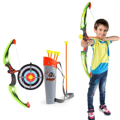 Kids Bow and Arrow Toy | Basic Archery Set for Outdoor Hunting Games | Includes 3 Suction Cup Arrows, Target, and Quiver | Green