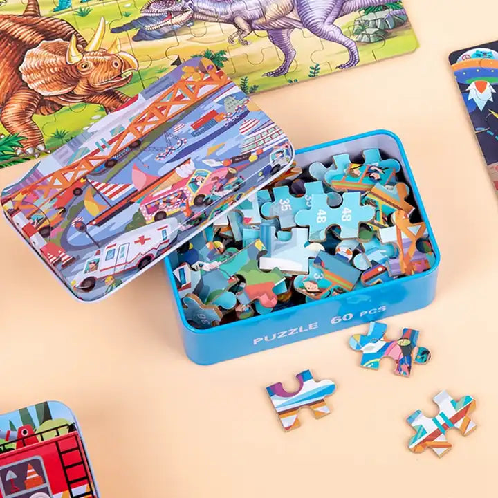 Wooden Jigsaw Puzzle Cartoon Puzzle Game | Educational Learning Toy | 60 Pcs in 1 Box | PVC for Children