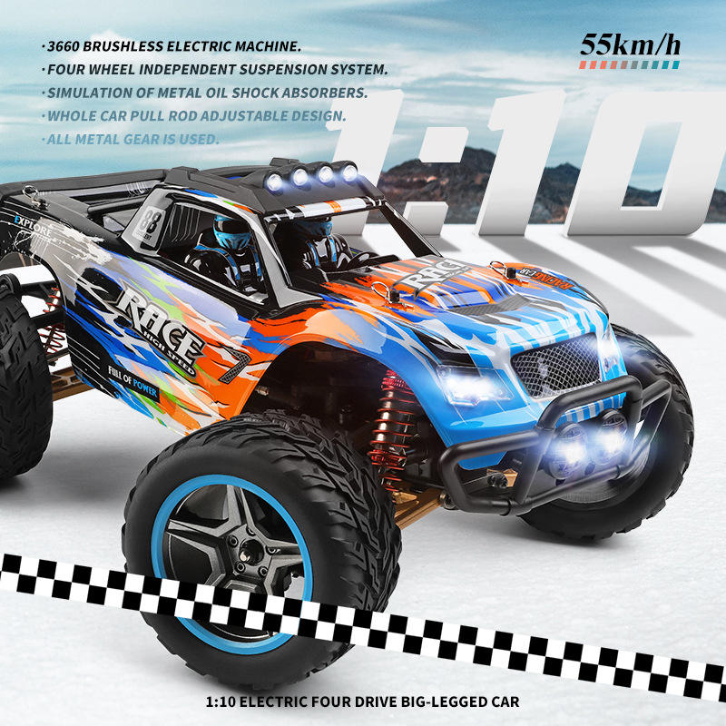 Wltoys 104019 1/10 RC Car – 2.4G 4WD Brushless High-Speed Monster Truck with LED Lights