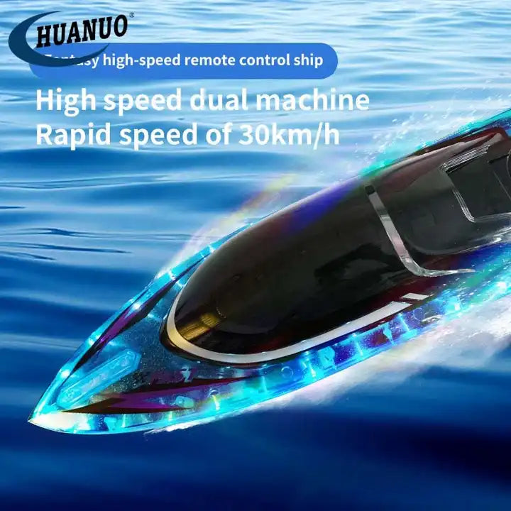 Electric Waterproof RC Speedboat – 2.4GHz High-Speed Racing Boat with LED Lights (30KM/H)