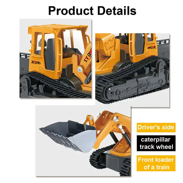 2.4G 6-Channel Metal RC Bulldozer - Construction Vehicle with Lights and Sound