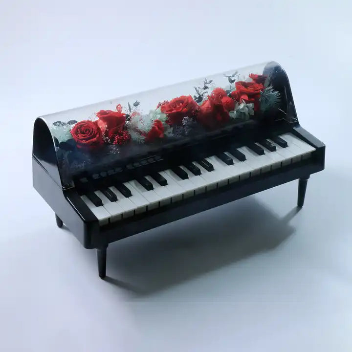 32-Key Small Piano Keyboard with Preserved Roses and LED Lights – Musical Instrument for Girls Ages 3-8 Years