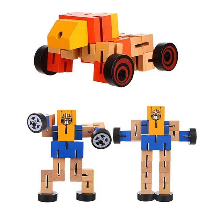 Magic Transform Car Shape-Shifting Autobots – Deformation DIY Robot Wooden Toy Car