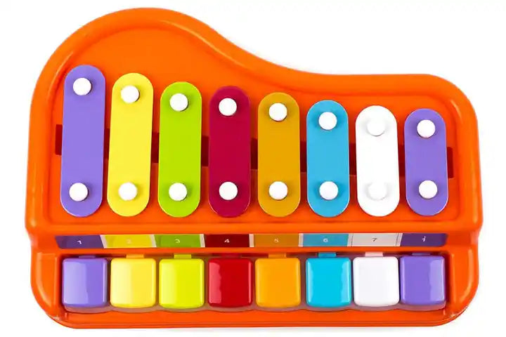 2-in-1 Piano Xylophone for Kids – Educational Musical Instrument Toy Set for Ages 3-6 with 8 Key Scales, Clear Tones, and Music Cards