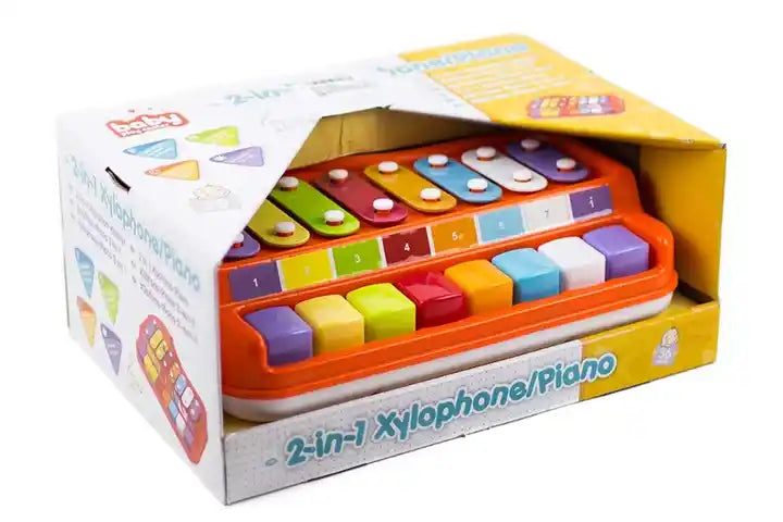 2-in-1 Piano Xylophone for Kids – Educational Musical Instrument Toy Set for Ages 3-6 with 8 Key Scales, Clear Tones, and Music Cards