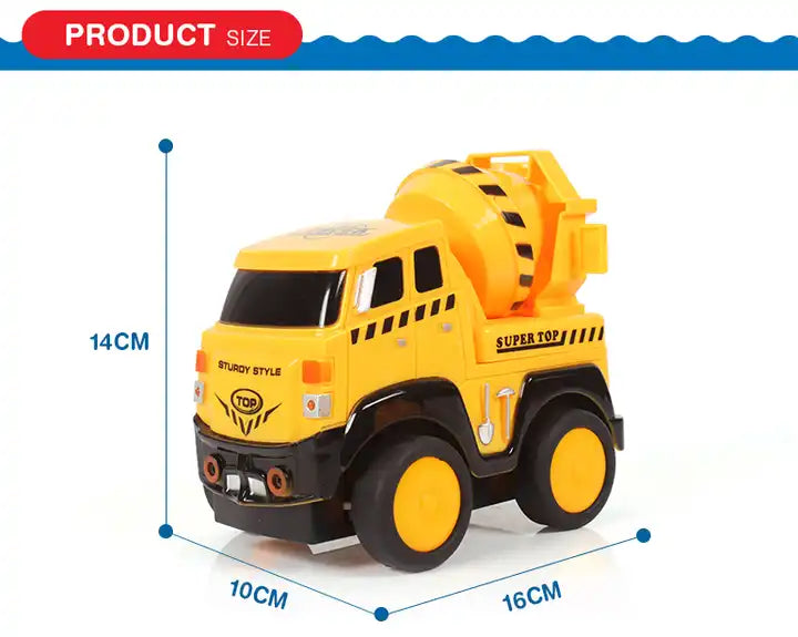 4 Channel Cartoon RC Dump Truck for Kids - Cement Truck Toy with Honking Sounds and Lights