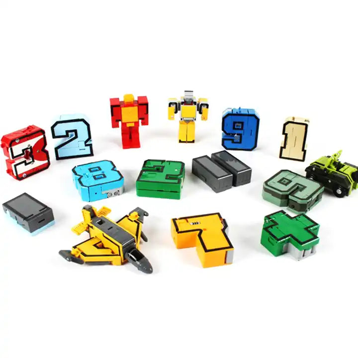 Transforming Robot Toys - Set of 10 Number Bots Action Figures