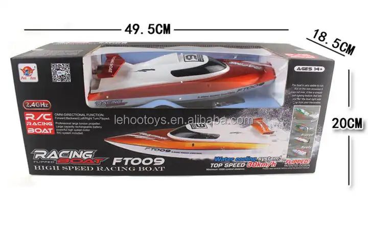 4CH 2.4GHz High-Speed RC Boat with Water Cooling System - 46cm Remote Control Racing Boat for Kids