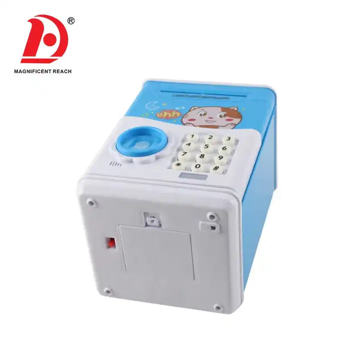 Kids Pretend Play Fingerprint Password Portable ATM Bank | Musical Cash Save Box Toy