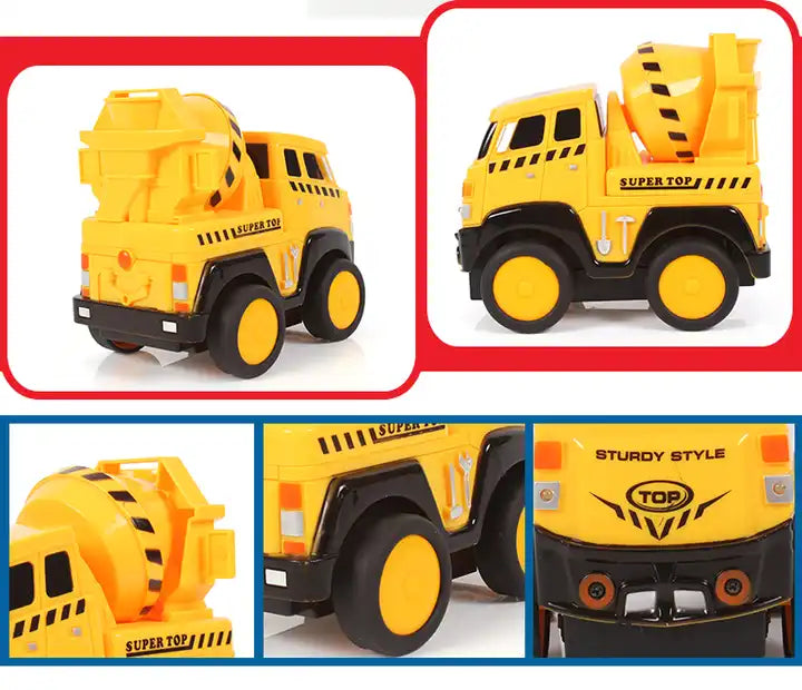 4 Channel Cartoon RC Dump Truck for Kids - Cement Truck Toy with Honking Sounds and Lights