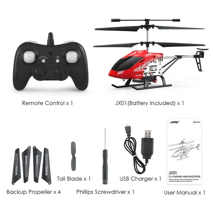 JJRC JX01 RC Helicopter with LED Light - Crash Resistant Copter Toys