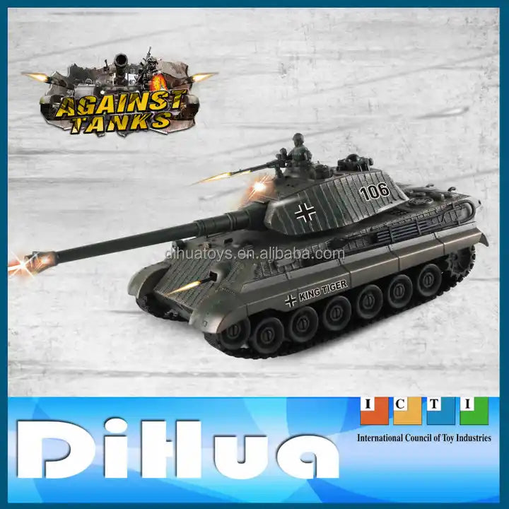 360-Degree Rotating Turret RC Tank Car - 7-Channel 1:28 Scale Battle Tank with Remote Control for Kids