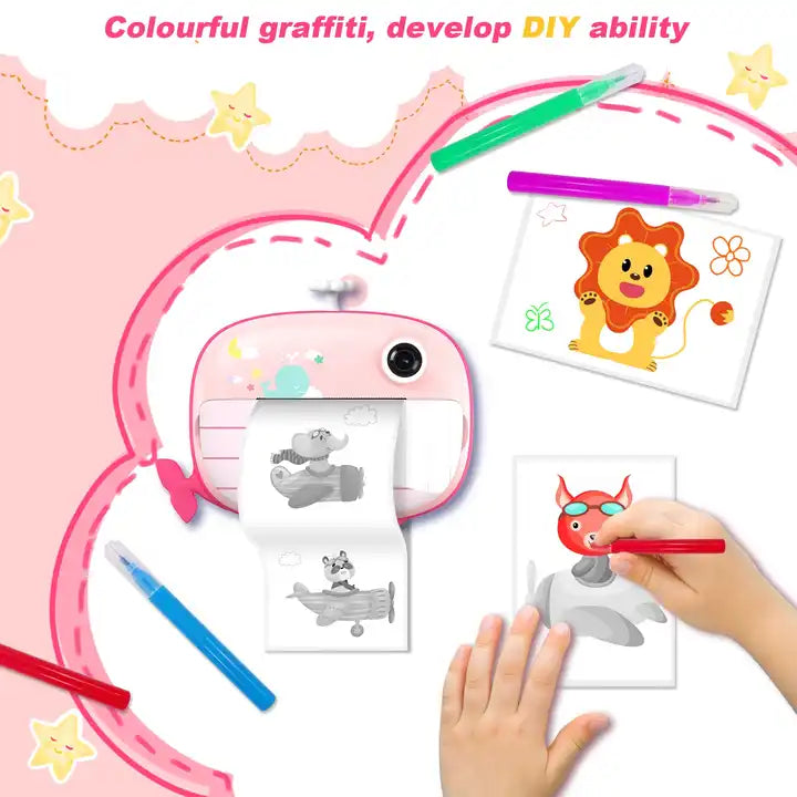 Kids Digital Camera - 2-Inch Screen Instant Camera with Cartoon Design for Boys and Girls Gifts Toys K1