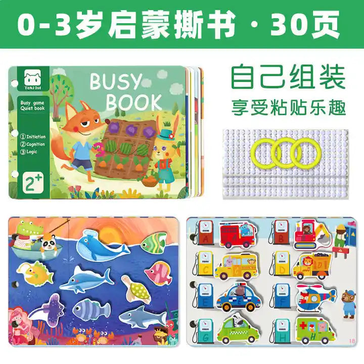 Children DIY Montessori Early Learning Sensory Quiet Sticker Books – Educational Busy Book & Sticker Book for Kids