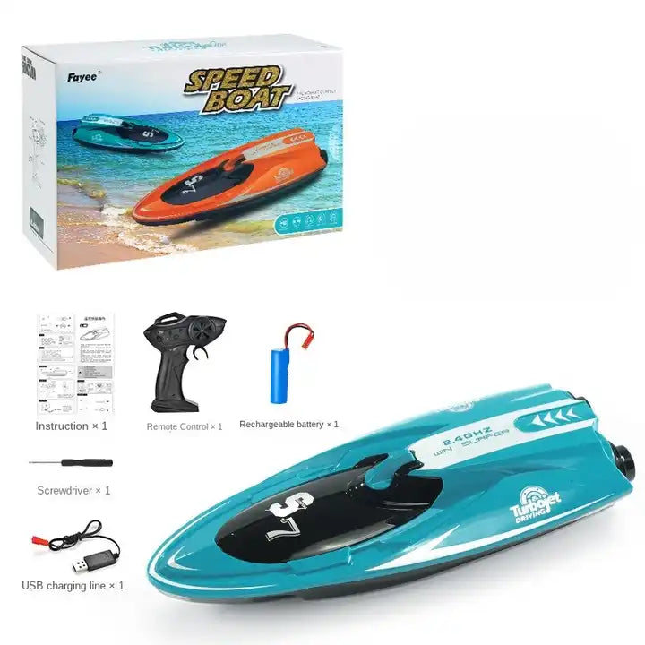 RC Racing Boat 2.4GHz Twin Turbojet Speedboat - Waterproof Electric Ship for Kids