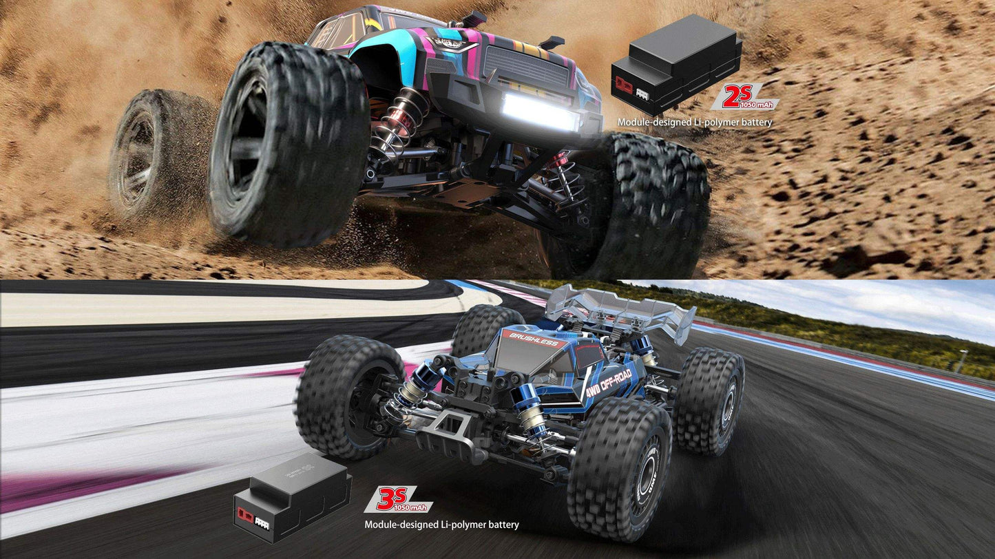 MJX 16210 1/16 4WD RC Monster Truck Brushless High-Speed 45km/h Fast Remote Control Car - Jumping Action, 120m Range