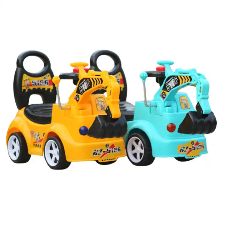 2-in-1 Cheap Plastic Ride-On Excavator Digger for Toddlers - Pedal-Free Mini Sliding Tractor with Music