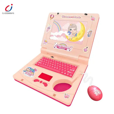 Chengji hot selling baby plastic smart toys battery operation reading English learning machine laptop kids computer