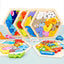 Educational Logic Thinking 3D Geometric Puzzle Toy - Shape Matching Hexagon Animal Wooden Puzzle for Kids