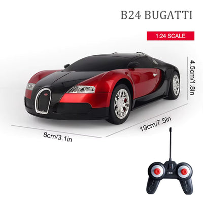 1/24 Scale Licensed RC Car – 2.4G 4CH Remote Control Sport Racing Car with LED Lights