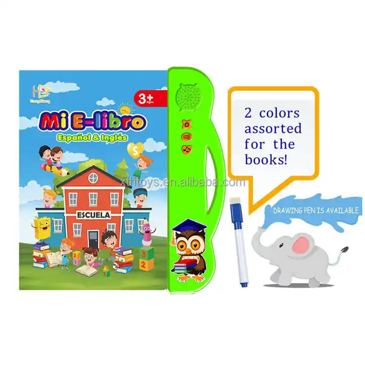 Kiddies Educational Toys For Kids 2023 English Spanish Alphabet Sound Language Learning E-Book Machine for Toddlers