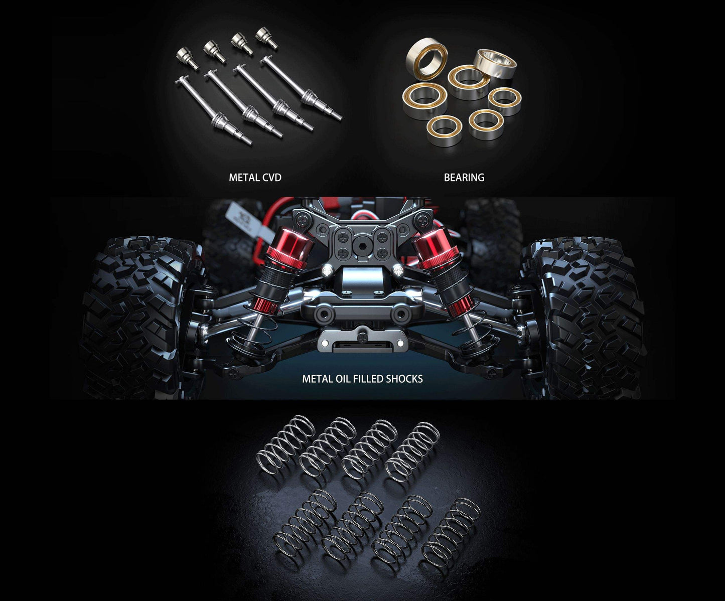 MJX 14209 1/14 High-Speed Off-road RC Monster Truck, 43km/h, 4WD Brushless Motor, Red