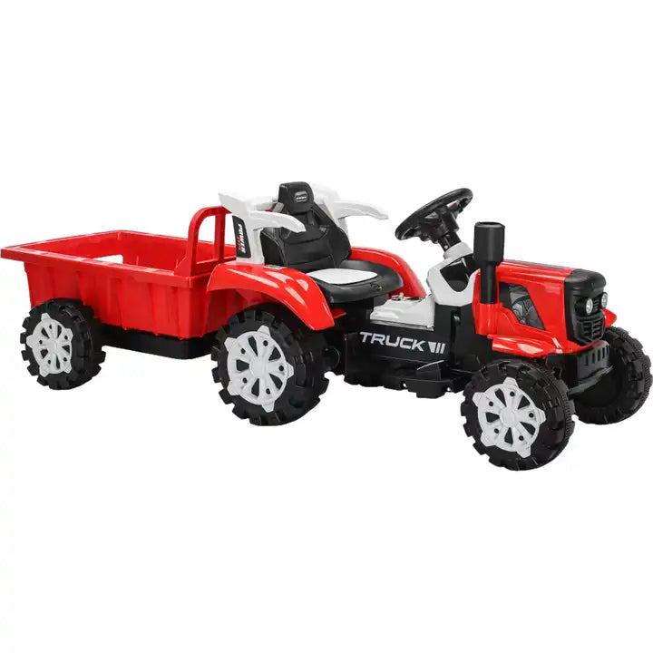 Remote Control Kids Electric Tractor - 12V Ride-On Excavator Toy with Big Seat