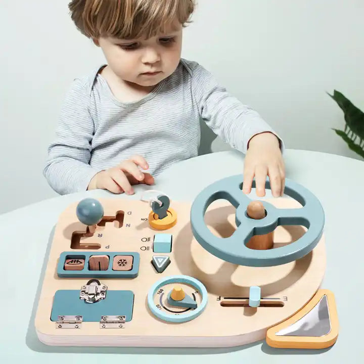 Fashion Busy Board Montessori Toys ? Simulated Driving Experience Car Steering Wheel Educational Toys for Children