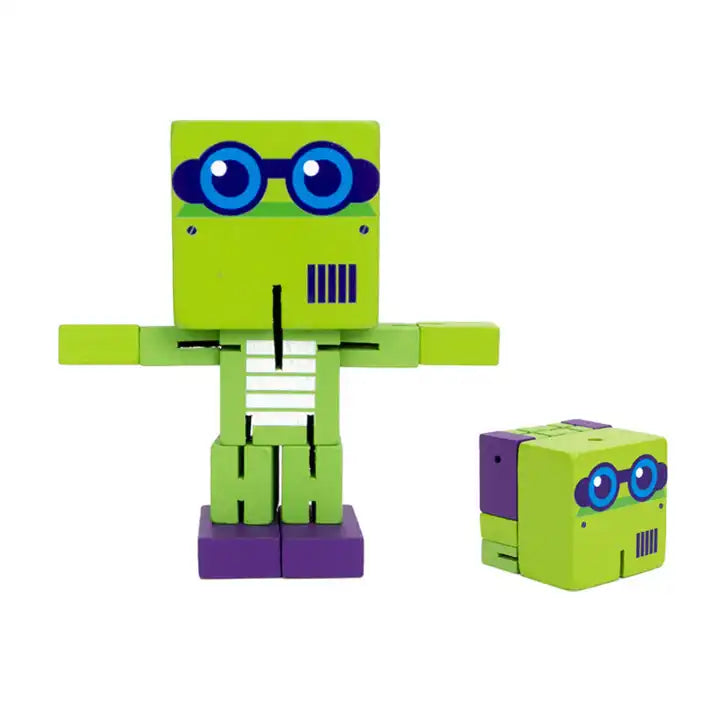 Kids Educational Folding Wooden Deformation Robot – Cartoon Transforming Robot Toy