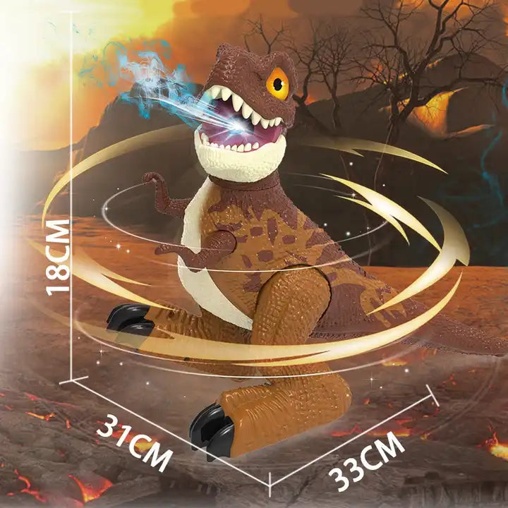 RC Walking Dinosaur Toy - Newest 360° Rotate Simulation Dinosaur with Mist Spraying, Sounds, and Lights for Kids Ages 5-10 Years