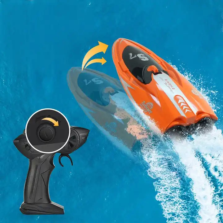 RC Racing Boat 2.4GHz Twin Turbojet Speedboat - Waterproof Electric Ship for Kids