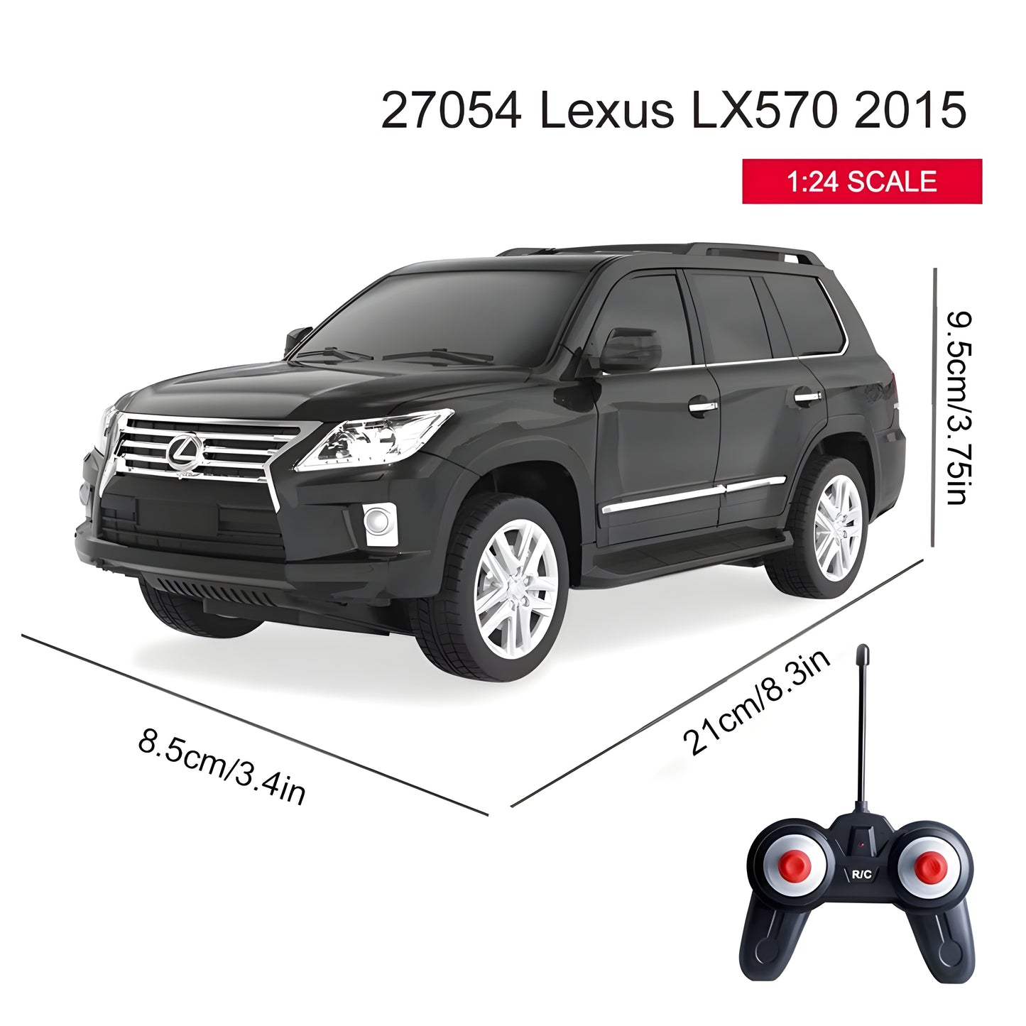 Licensed 2.4G 4CH 1/24 RC Car – Rock Crawler Hobby Model with LED Lights, Ready-to-Go, Electric Powered, Indoor-Outdoor Use