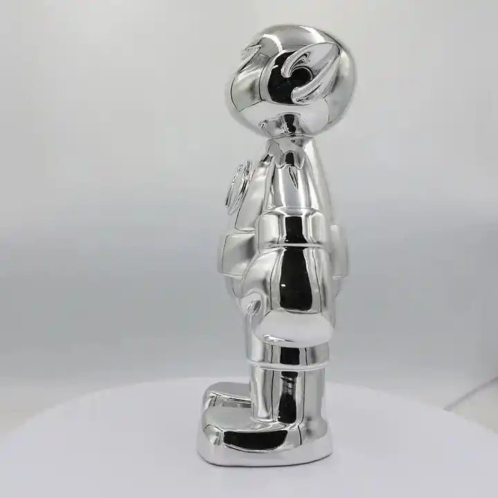 Home Decor Sculpture - Special Artwork 3D Printing Electroplating Silver PVC Toys Figure Statues