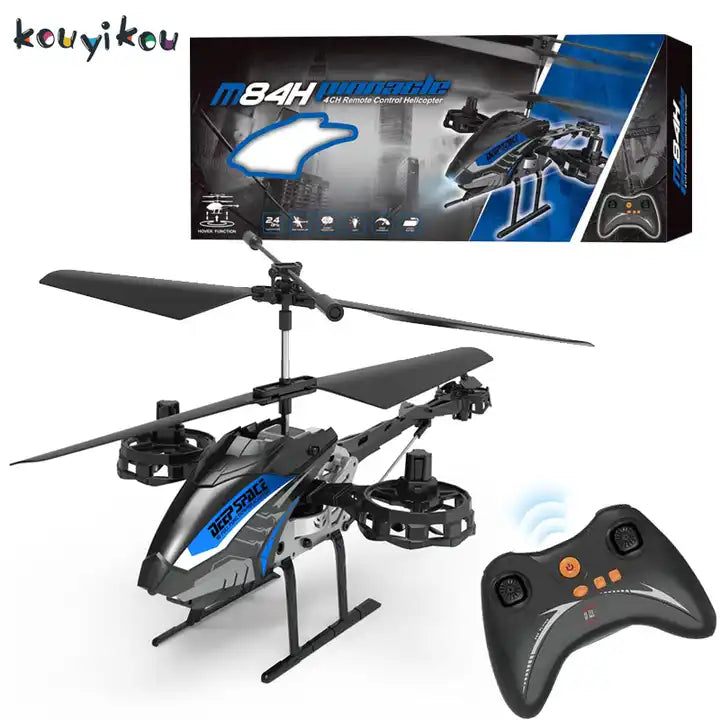 High-performance RC helicopter in flight; keywords: RC helicopters for beginners, best RC helicopters 2024, remote control helicopters with camera, electric RC helicopters, nitro RC helicopters