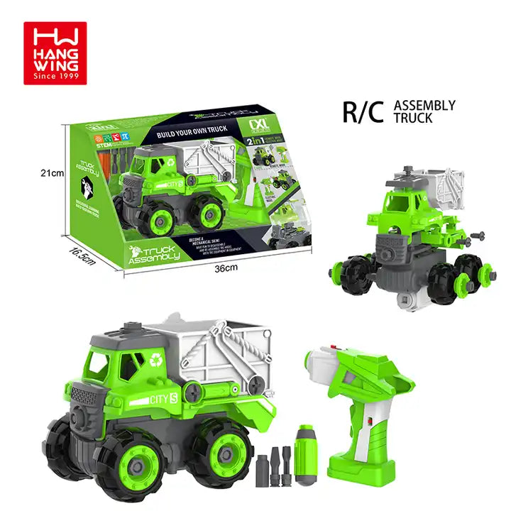 HW TOYS 2-in-1 DIY Assembly R/C Car Toy Model Set for Kids