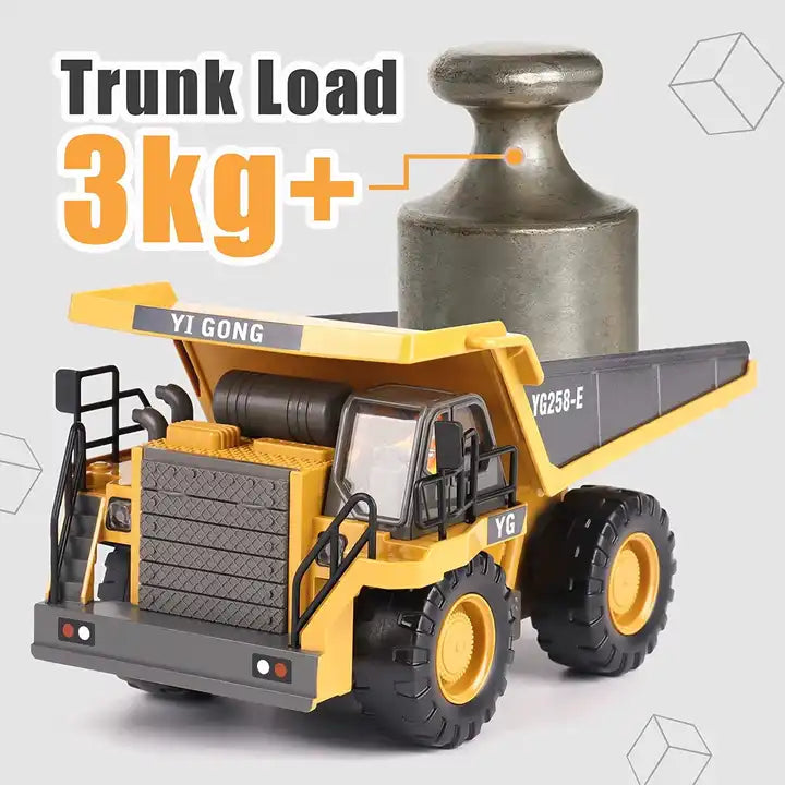 2.4G 1:24 RC Dump Truck Toy - Remote Control Vehicle with Metal Bed and Lights/Music