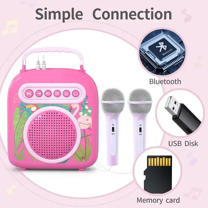 Singing Toy Musical Instruments – Bluetooth Karaoke Machine for Kids with 2 Microphones