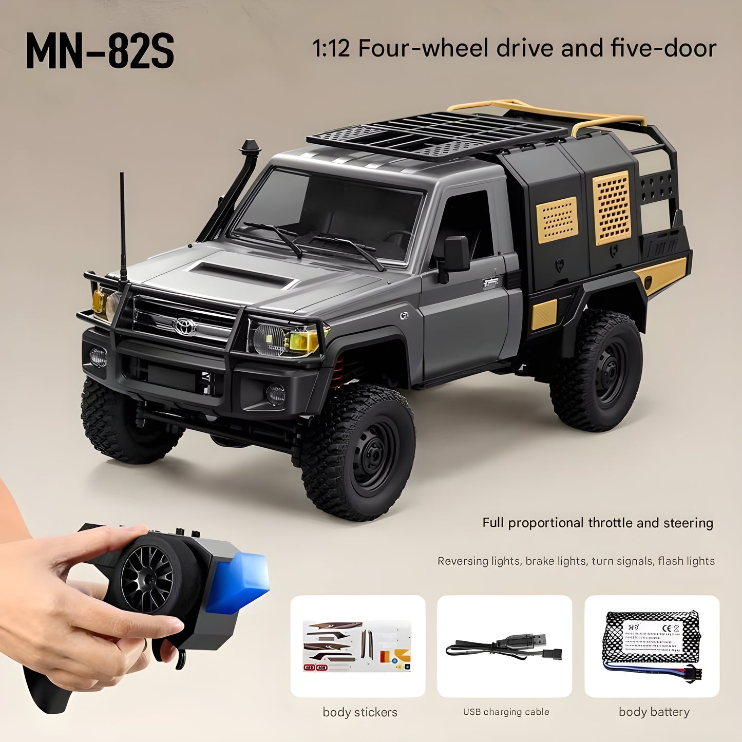 Toys MN 82 MN82 PRO MN82S 1:12 Scale RC Truck Crawler - Electric LC79 Pickup 4X4, 2.4GHz Remote Control Car - Ready to Run (RTR)