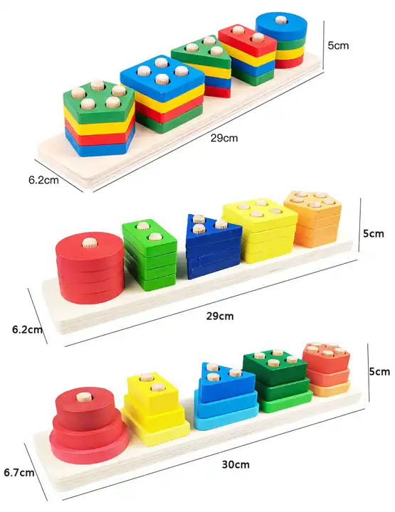 Educational Montessori Wooden Building Block Toys ? Stacking Toys for Kids