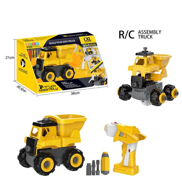 HW TOYS 2-in-1 DIY Assembly R/C Car Toy Model Set for Kids