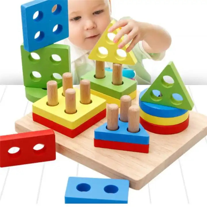 Montessori Educational Wooden Toys | Geometric Shapes Matching Games for Early Learning