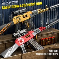 Assault Rifle Soft Bullet Toy Gun for Kids - Manual Loading Lower Magazine Shooting Game