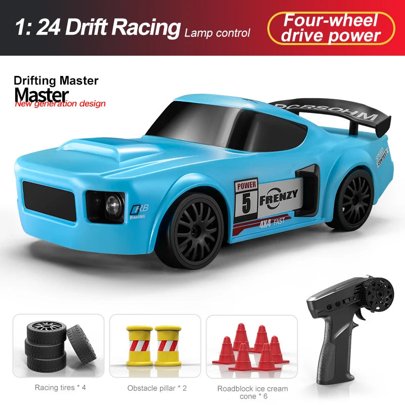 1:24 Pro Drift RC Car – 2.4GHz 4-Channel Remote Control Racing Car with Interchangeable Tires & Durable ABS Body