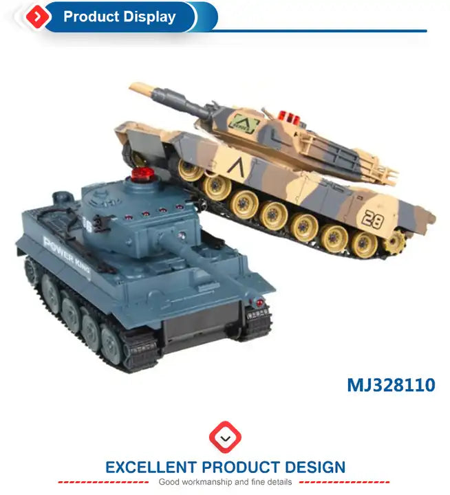 1/30 RC Tank Military Battle Model Toy Car - 2.4G Programmable Sound Effects Remote Control Crawler