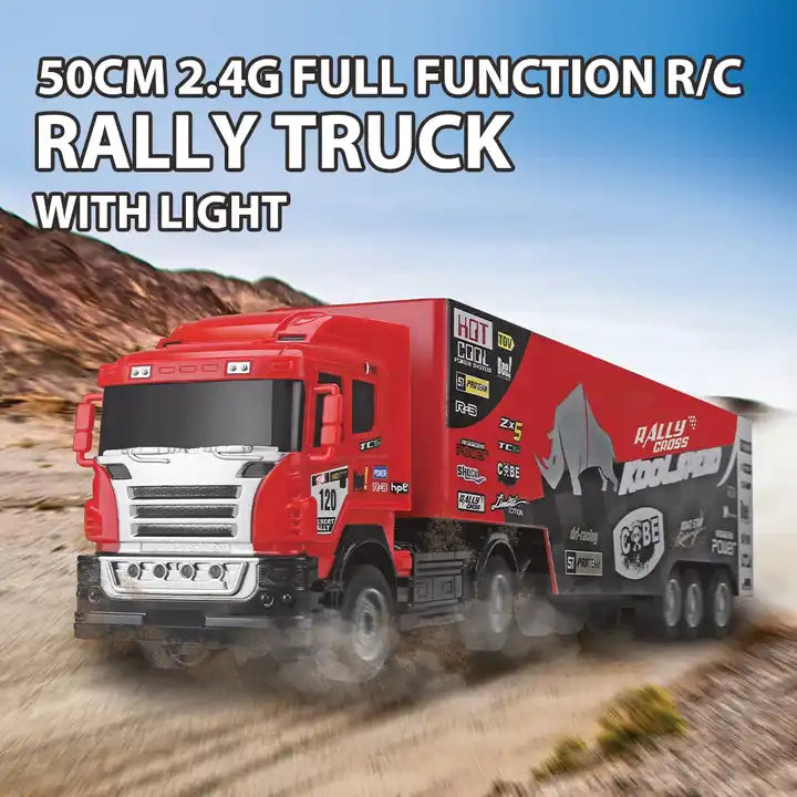 50CM 2.4GHz RC Container Truck - Full Function Remote Control Rally Vehicle with Lights for City Role Play